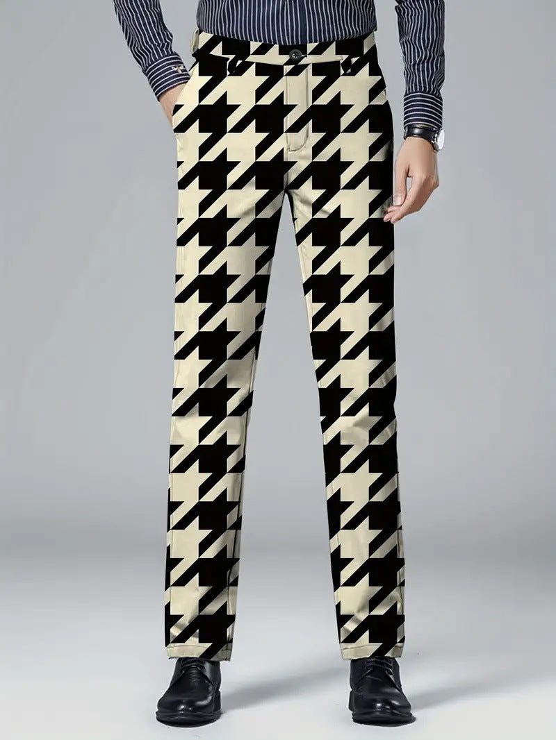 Mens Casual Slim-fit Straight-leg Dress Pants