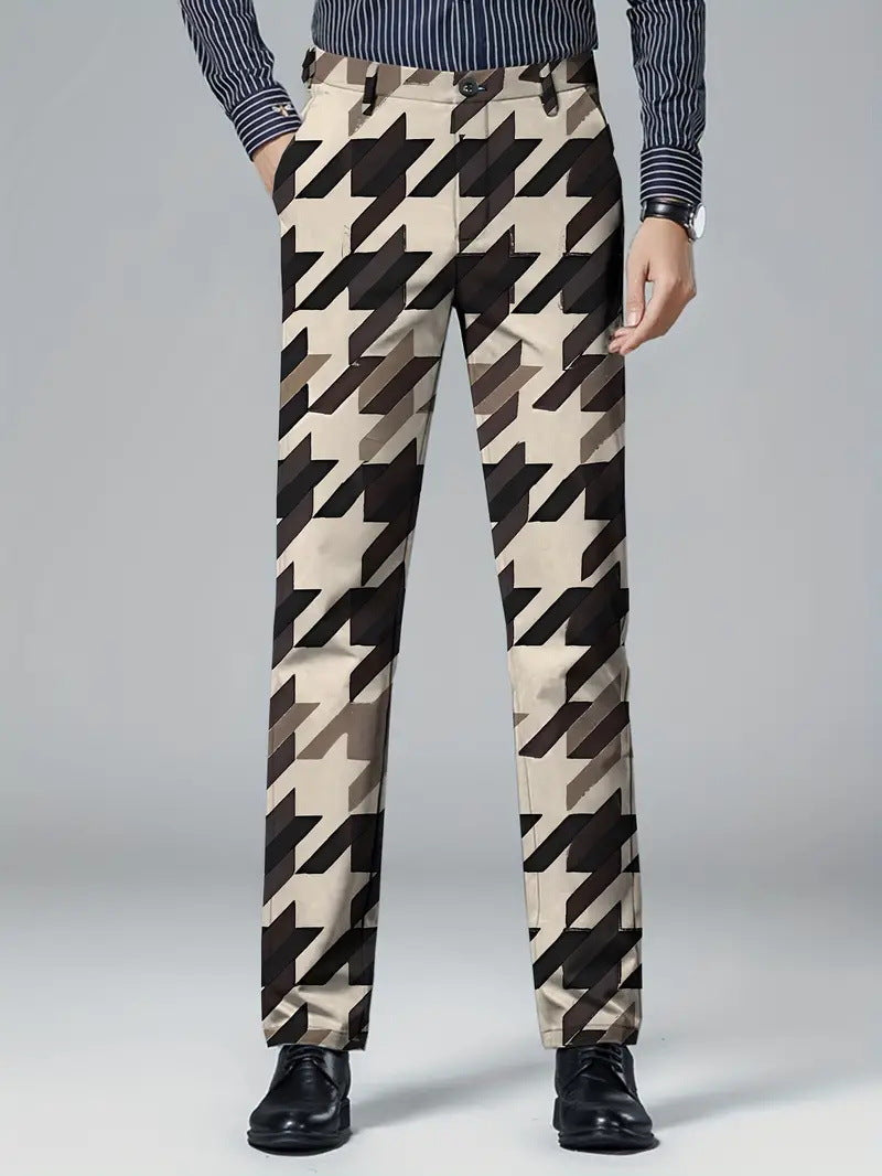 Mens Casual Slim-fit Straight-leg Dress Pants