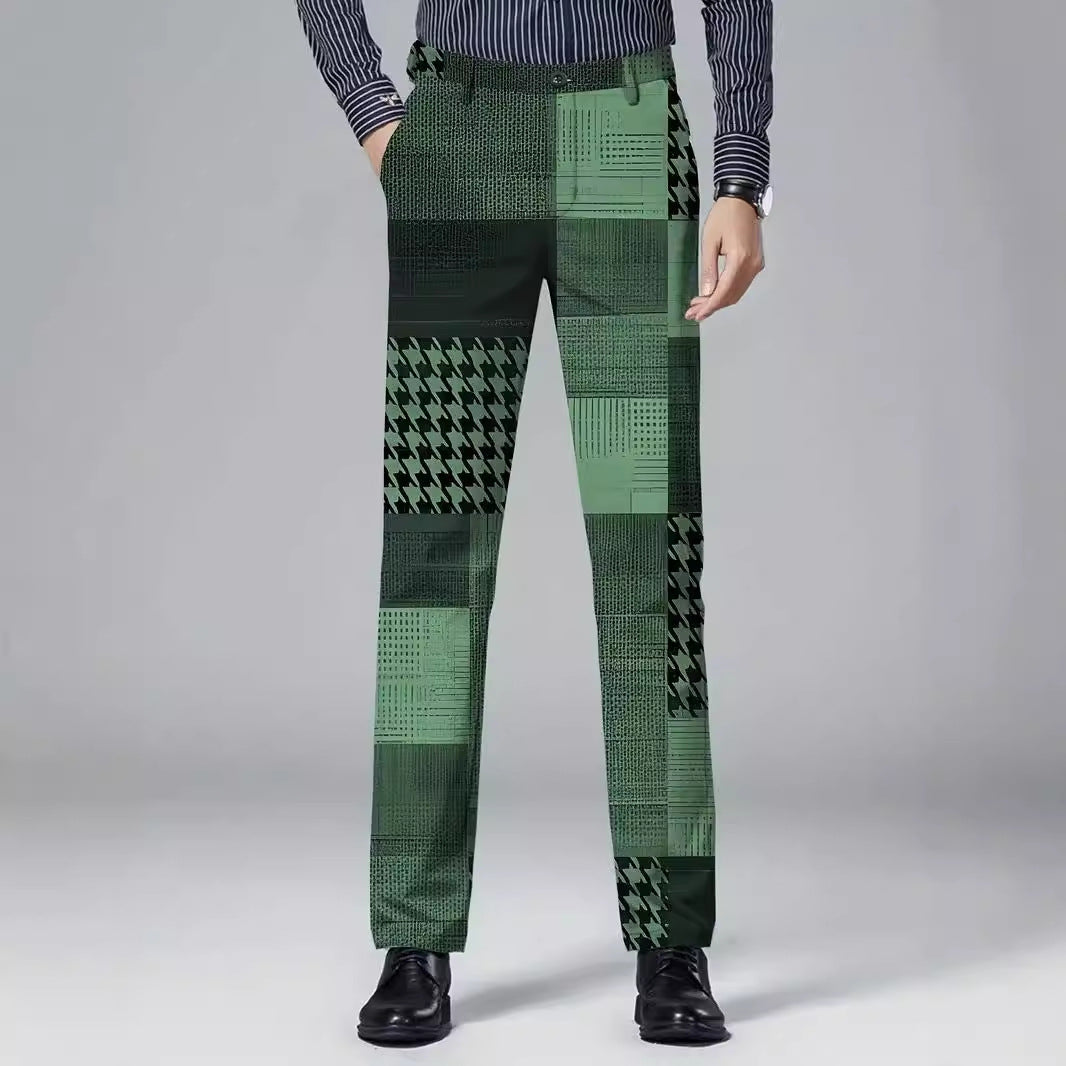 Mens Casual Slim-fit Straight-leg Dress Pants