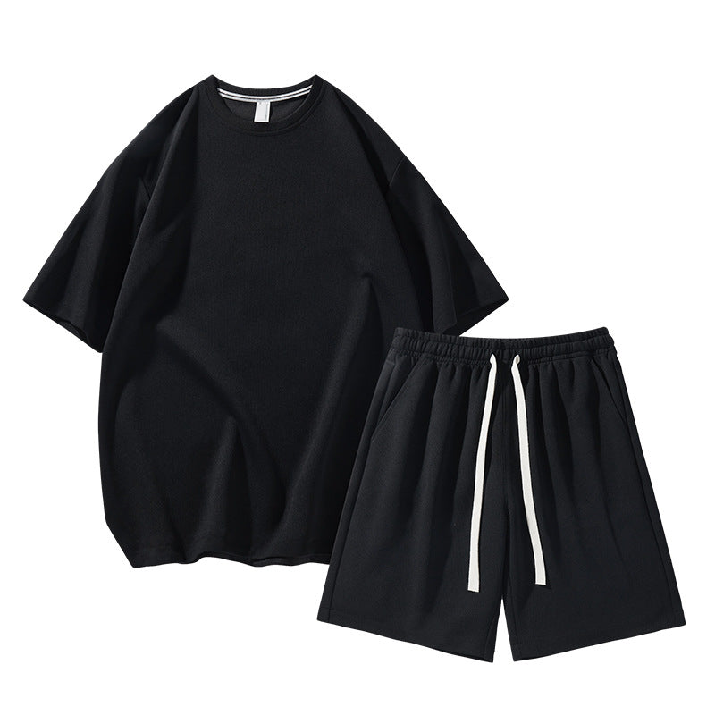 Mens Summer Ice Silk Lightweight Casual Short-Sleeve Shorts Sports Suit New Arrival