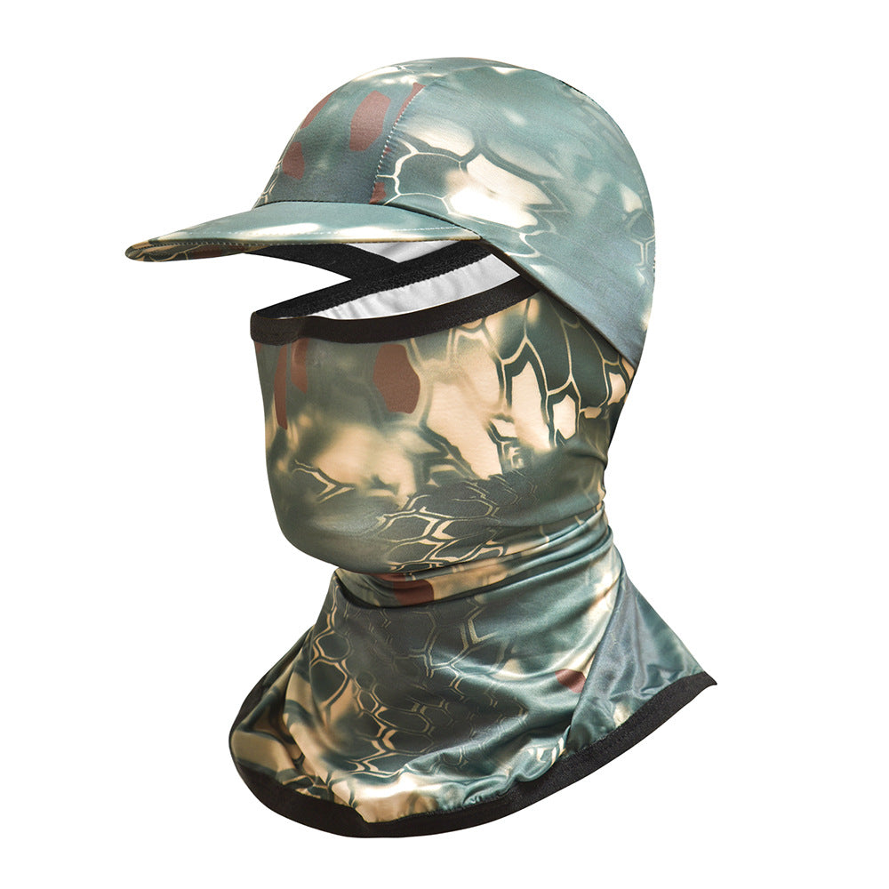 Camouflage Headgear Outdoor Cycling Mask Hiking Climbing Brim Hat Sun Protection Sunshade Ice Silk Mask Wholesale