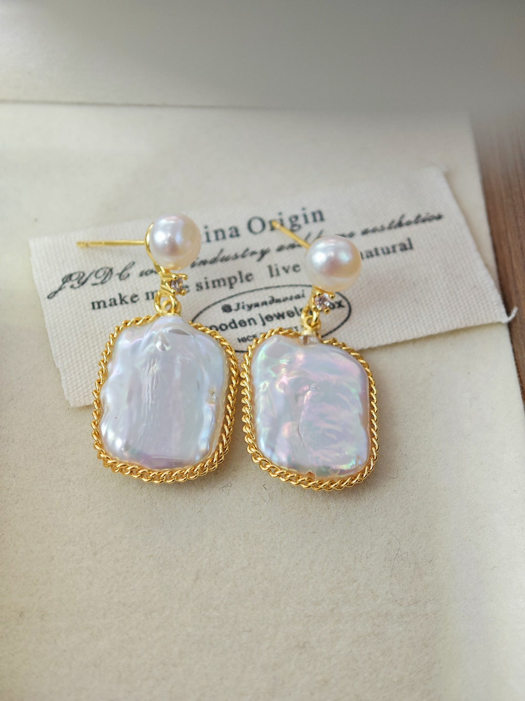 Natural Freshwater Baroque Pearl 18k Gold-Plated Wrapped Wire Statement Earrings