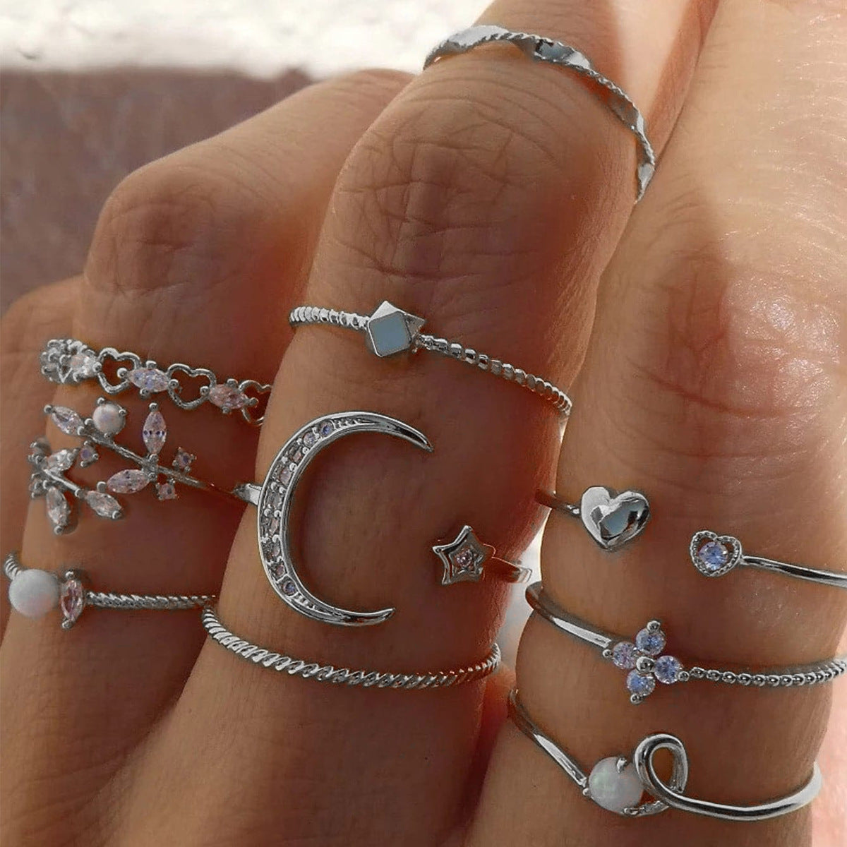 Starry Jewelry For Women A Niche, Light-Luxury Ring Set As An Accessory