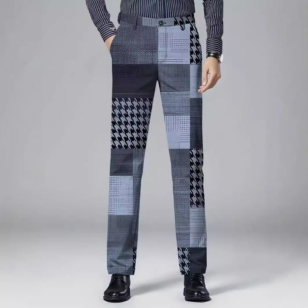 Mens Casual Slim-fit Straight-leg Dress Pants