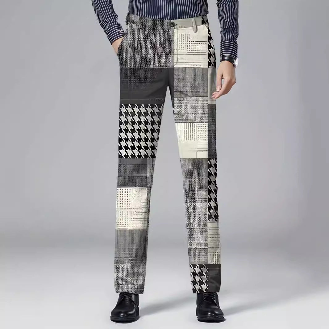 Mens Casual Slim-fit Straight-leg Dress Pants