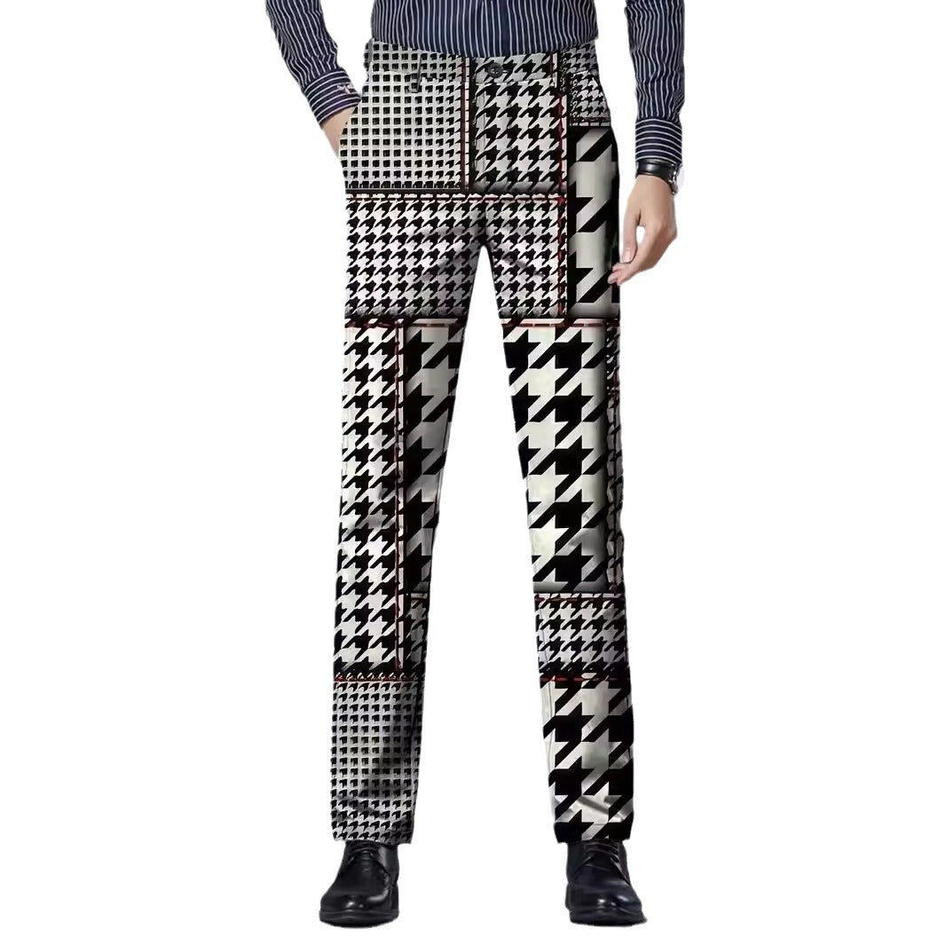 Mens Casual Slim-fit Straight-leg Dress Pants