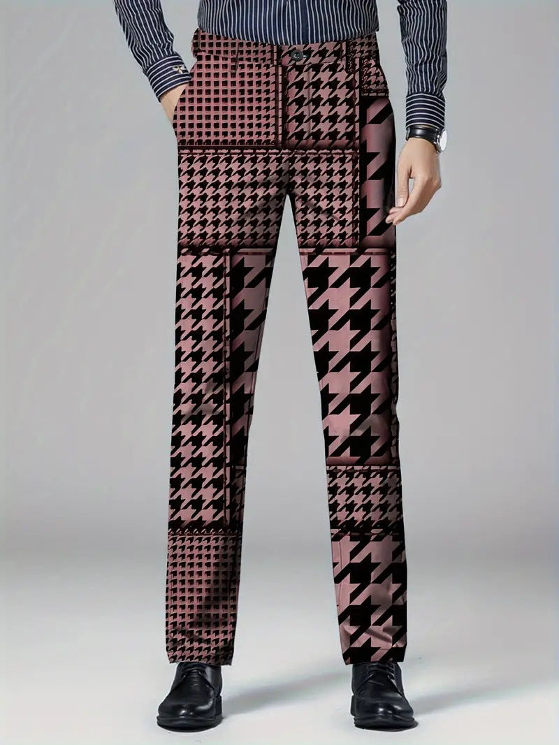 Mens Casual Slim-fit Straight-leg Dress Pants