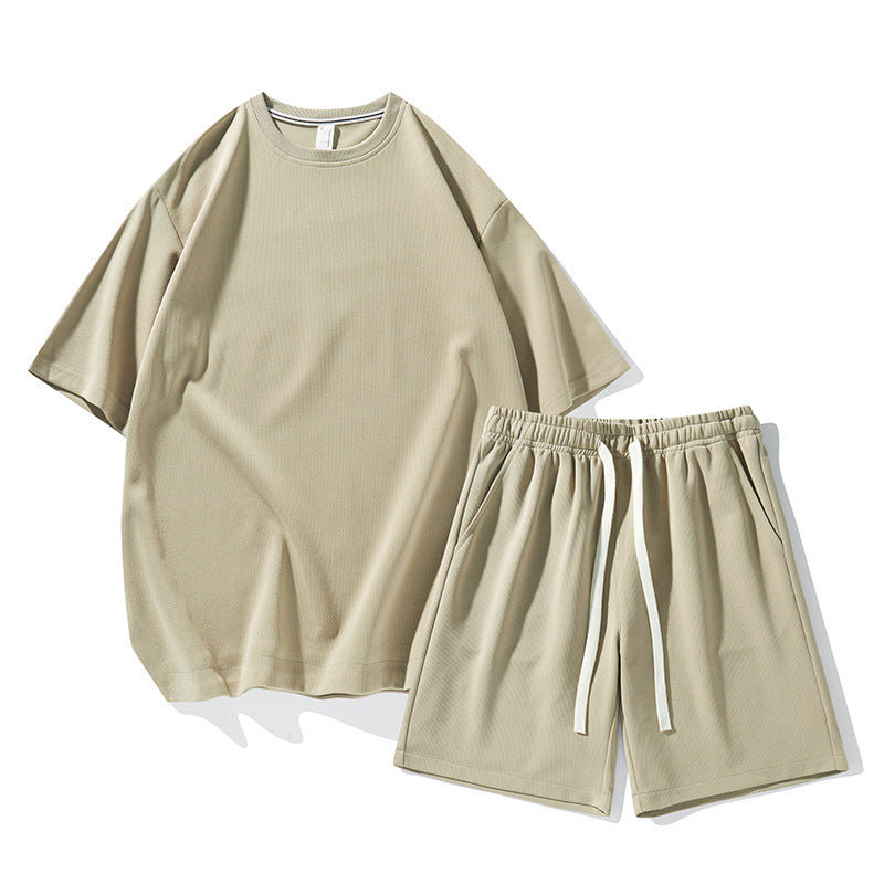 Mens Summer Ice Silk Lightweight Casual Short-Sleeve Shorts Sports Suit New Arrival