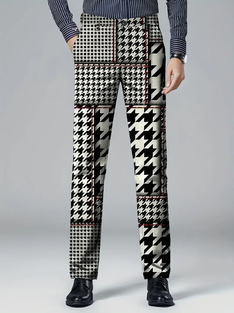 Mens Casual Slim-fit Straight-leg Dress Pants