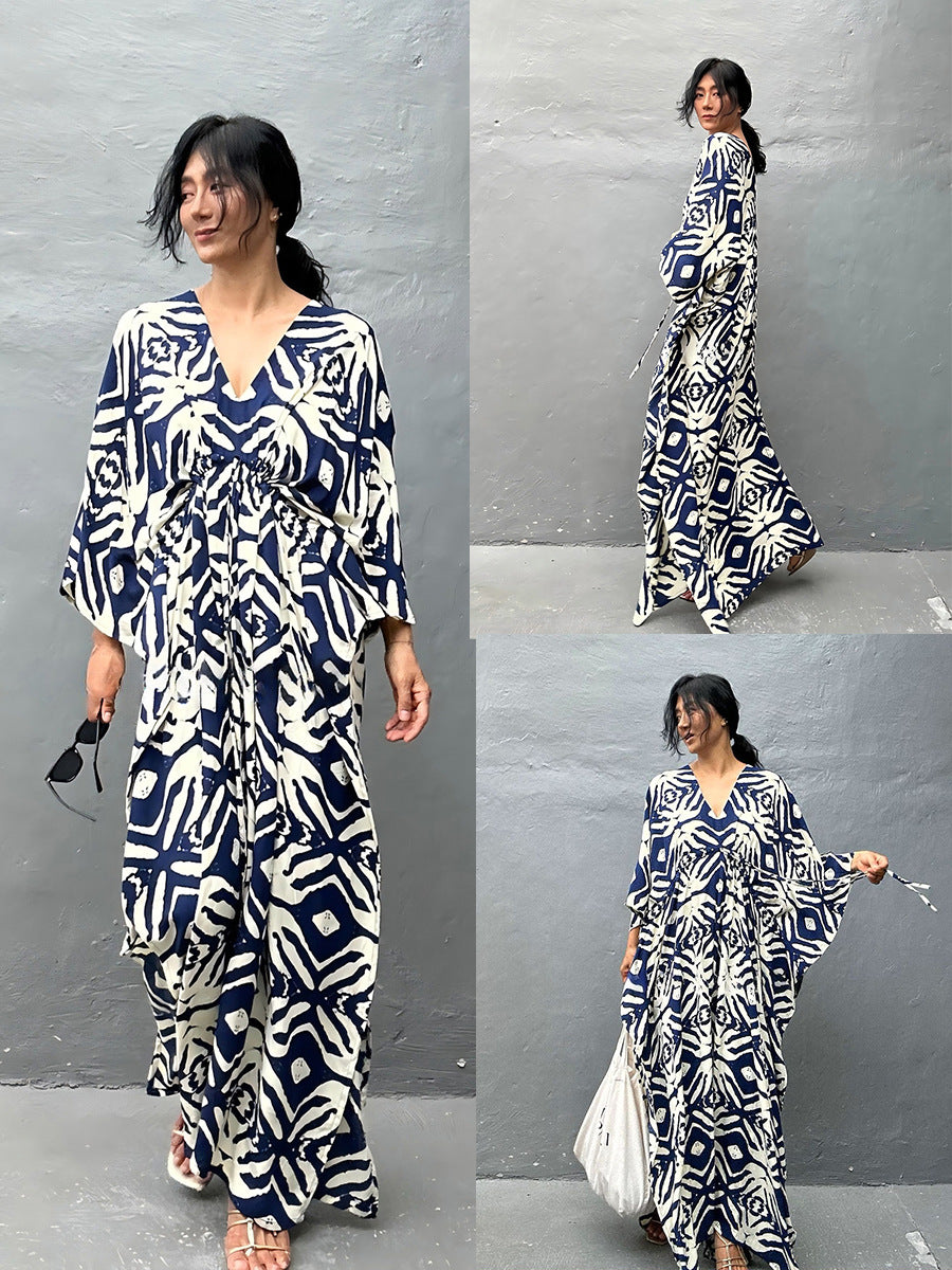 Womens Rayon Drawstring Resort Beach Dress