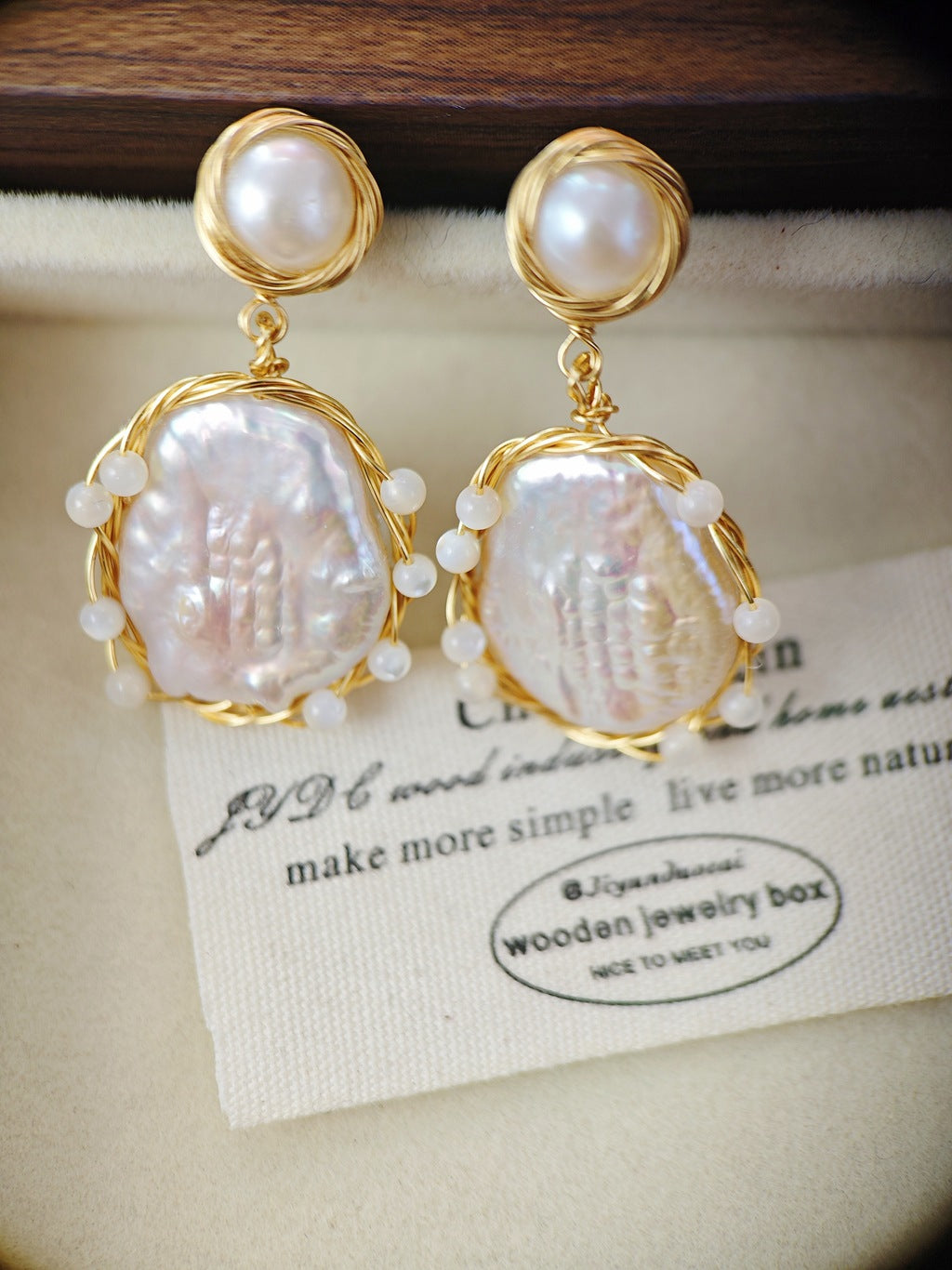 Natural Freshwater Baroque Pearl 18k Gold-Plated Wrapped Wire Statement Earrings