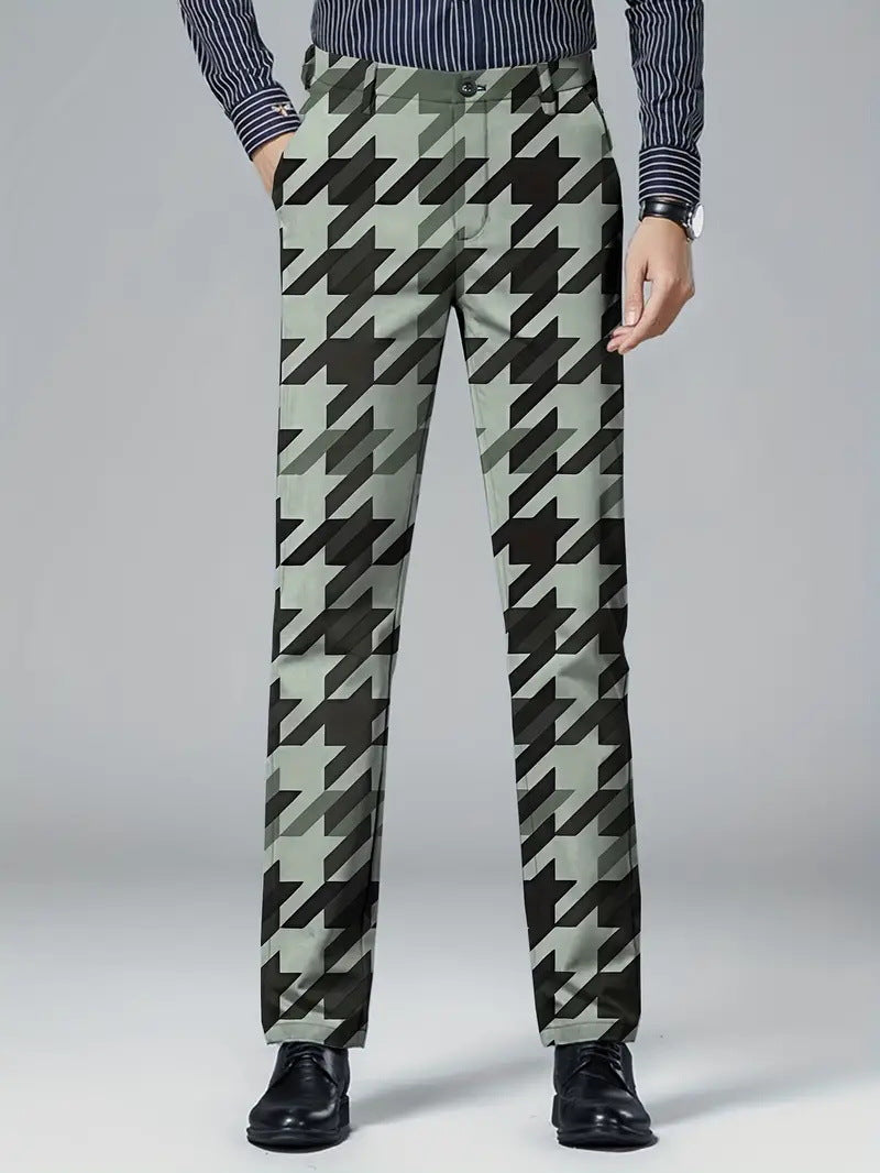 Mens Casual Slim-fit Straight-leg Dress Pants