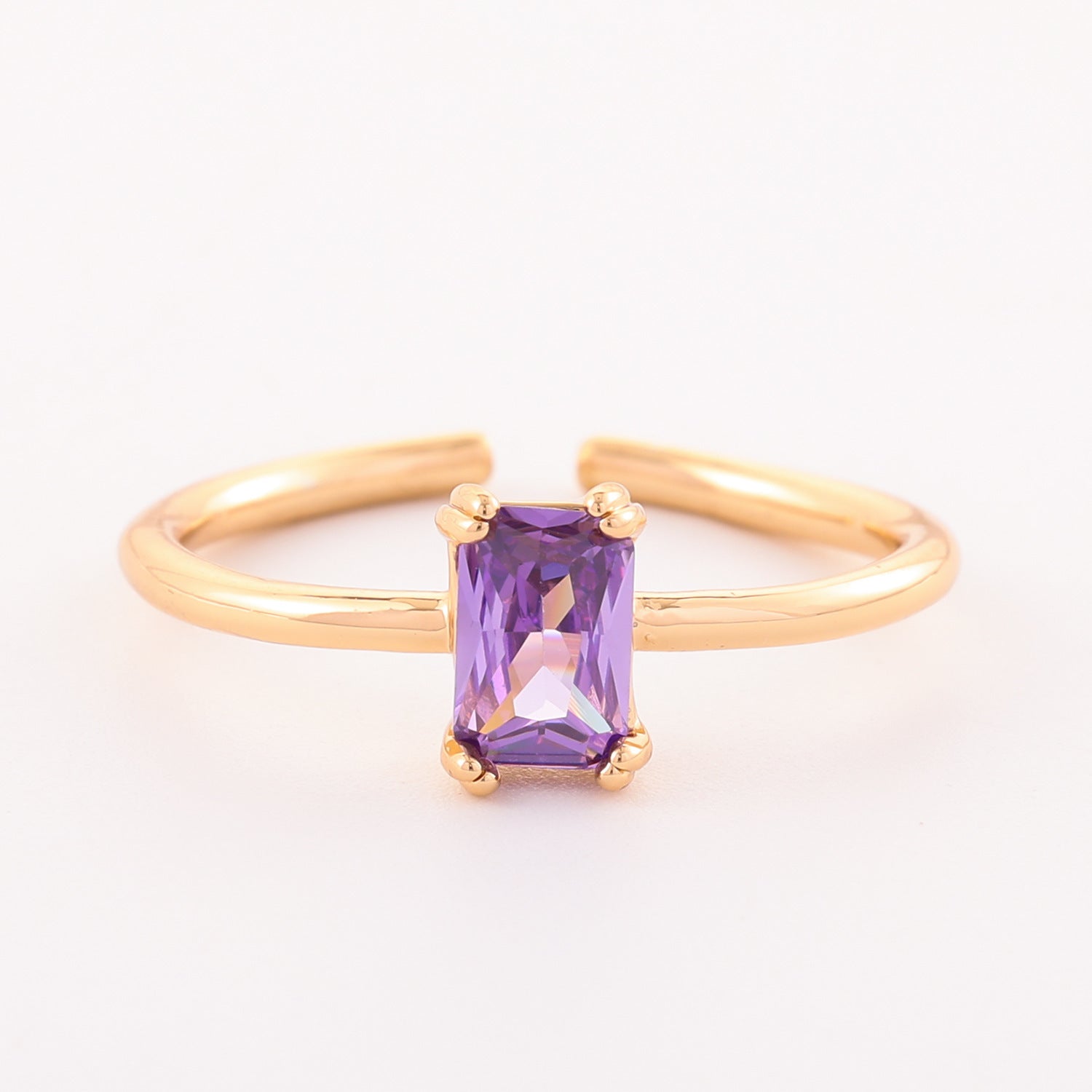 Retro Color Zircon 12th Birthday Stone Ring Simple Bracelet Ring