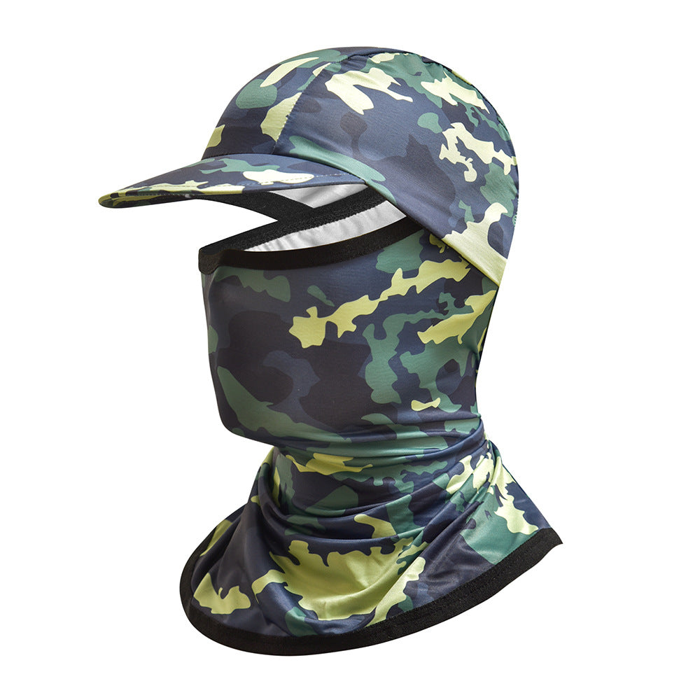 Camouflage Headgear Outdoor Cycling Mask Hiking Climbing Brim Hat Sun Protection Sunshade Ice Silk Mask Wholesale