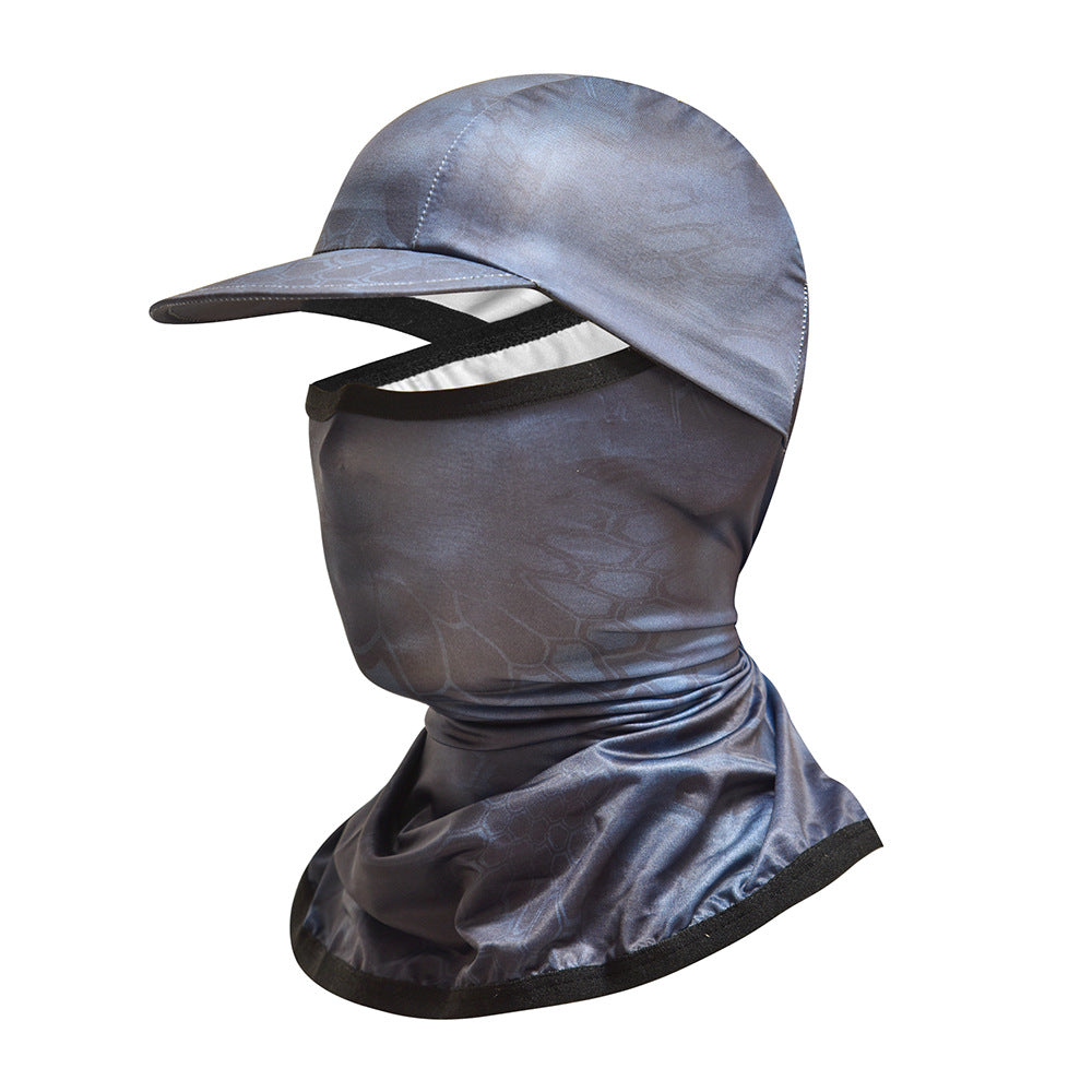 Camouflage Headgear Outdoor Cycling Mask Hiking Climbing Brim Hat Sun Protection Sunshade Ice Silk Mask Wholesale