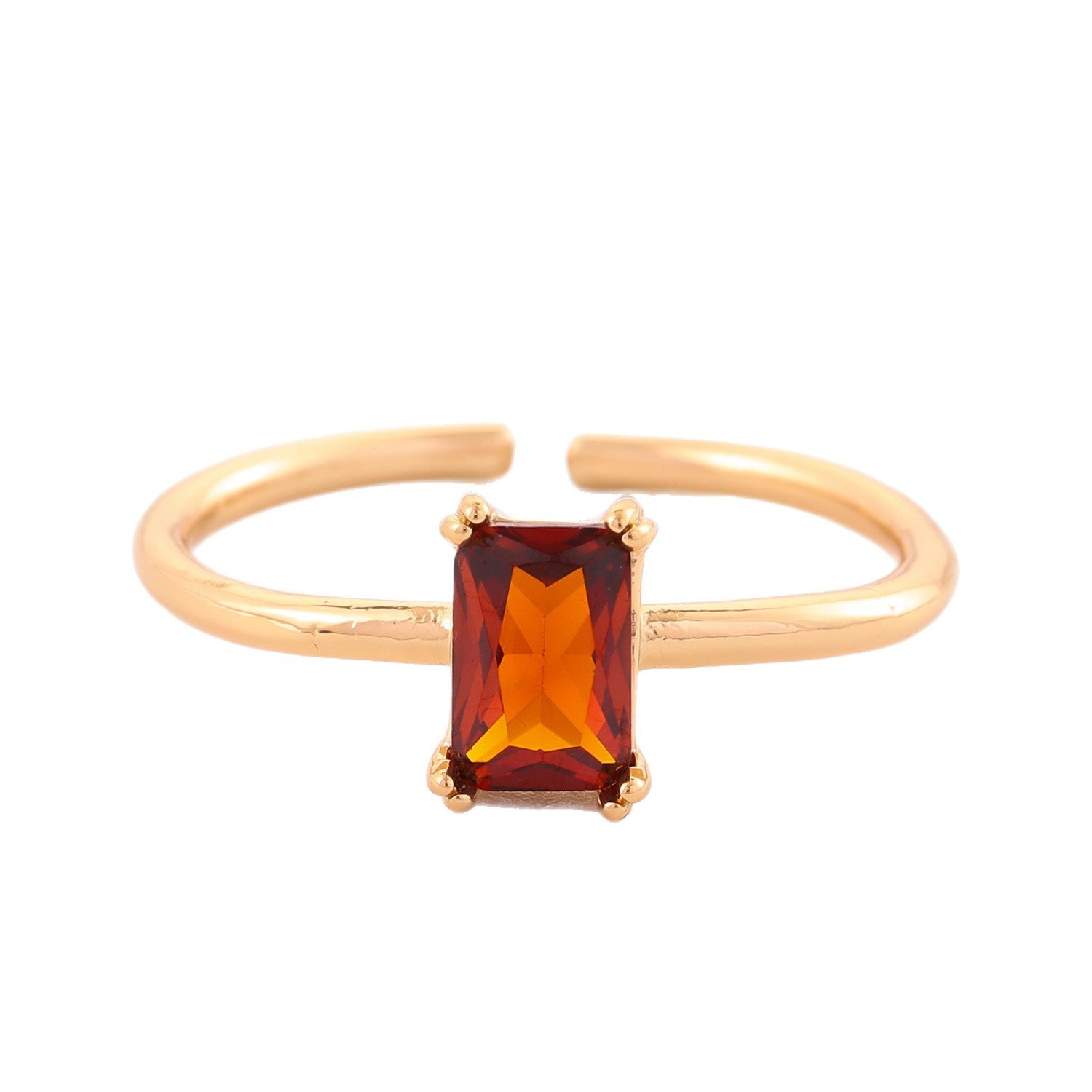 Retro Color Zircon 12th Birthday Stone Ring Simple Bracelet Ring