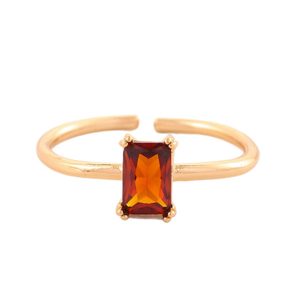 Retro Color Zircon 12th Birthday Stone Ring Simple Bracelet Ring