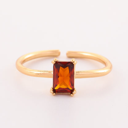 Retro Color Zircon 12th Birthday Stone Ring Simple Bracelet Ring