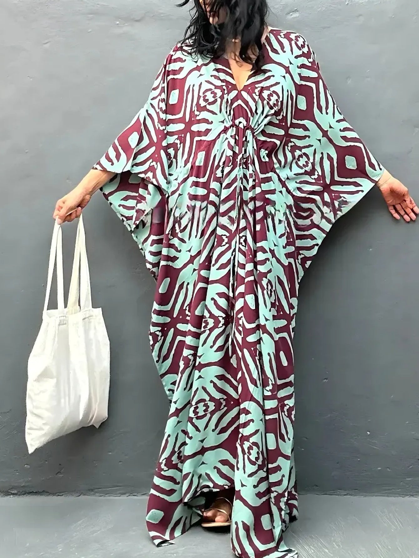 Womens Rayon Drawstring Resort Beach Dress