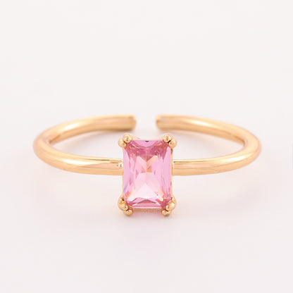 Retro Color Zircon 12th Birthday Stone Ring Simple Bracelet Ring