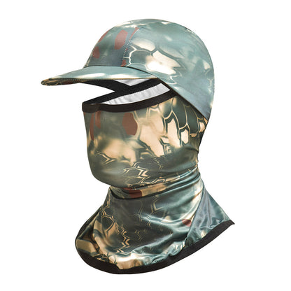 Camouflage Headgear Outdoor Cycling Mask Hiking Climbing Brim Hat Sun Protection Sunshade Ice Silk Mask Wholesale