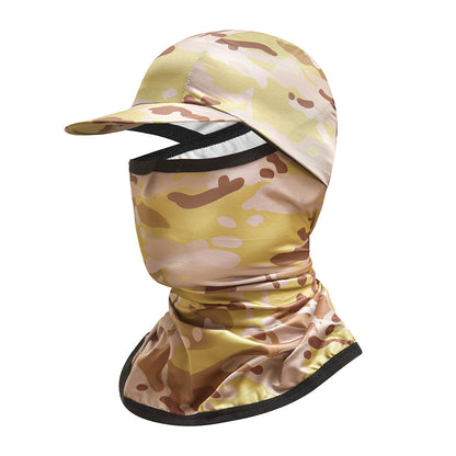 Camouflage Headgear Outdoor Cycling Mask Hiking Climbing Brim Hat Sun Protection Sunshade Ice Silk Mask Wholesale