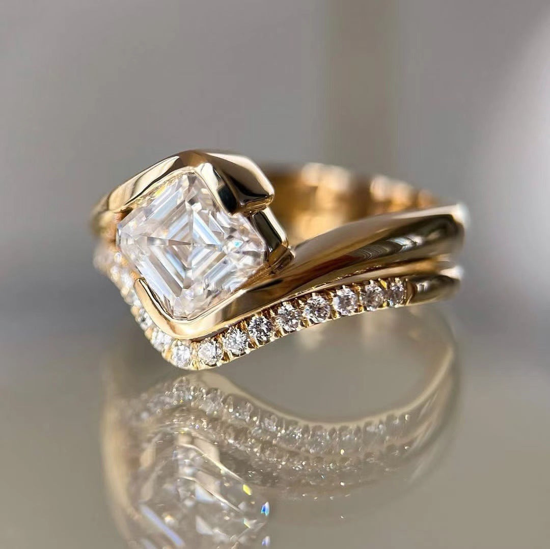 Golden Ring With Zircon Setting