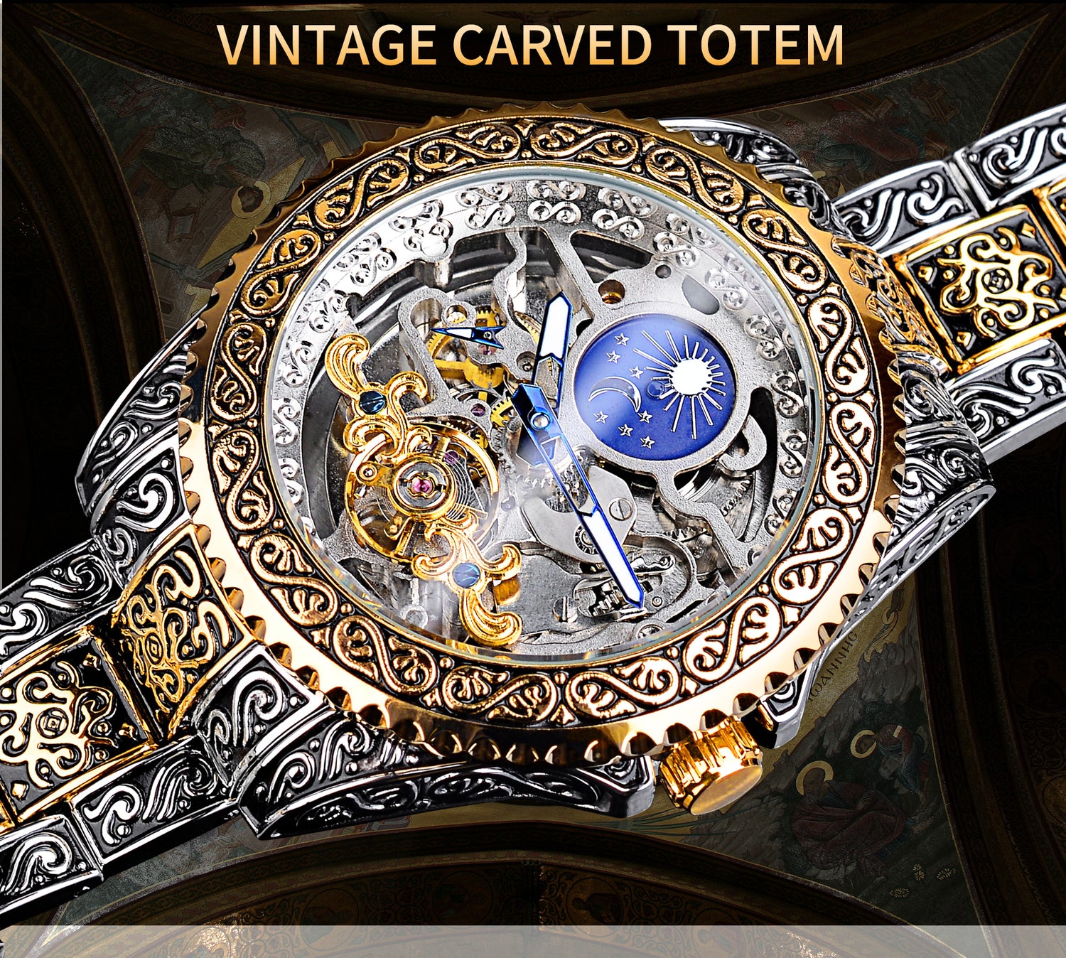 Forsining Skeleton Carved Tourbillon Mechanical Watches Luxury Men&