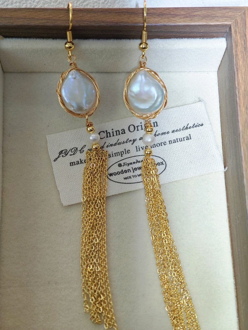 Natural Freshwater Baroque Pearl 18k Gold-Plated Wrapped Wire Statement Earrings