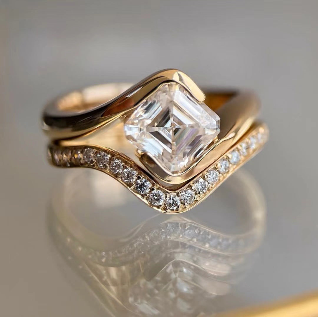 Golden Ring With Zircon Setting