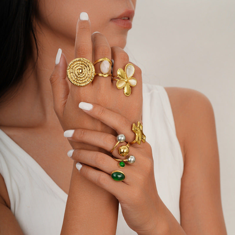 Vintage High-End Geometric Stainless Steel Ring