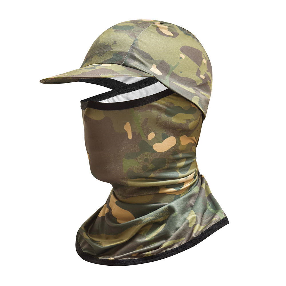 Camouflage Headgear Outdoor Cycling Mask Hiking Climbing Brim Hat Sun Protection Sunshade Ice Silk Mask Wholesale