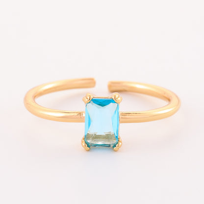 Retro Color Zircon 12th Birthday Stone Ring Simple Bracelet Ring