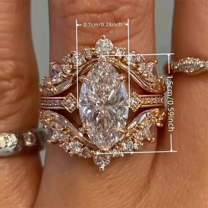 Luxury Three-Piece Ring Set For Women