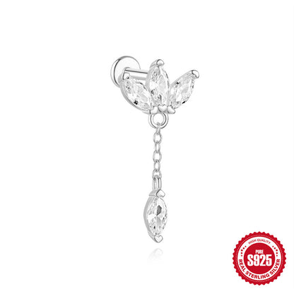 S925 Sterling Silver Stud Earrings With Diamonds For Cartilage Or Ear Bone