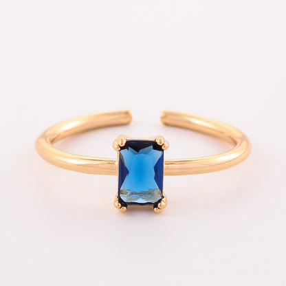 Retro Color Zircon 12th Birthday Stone Ring Simple Bracelet Ring