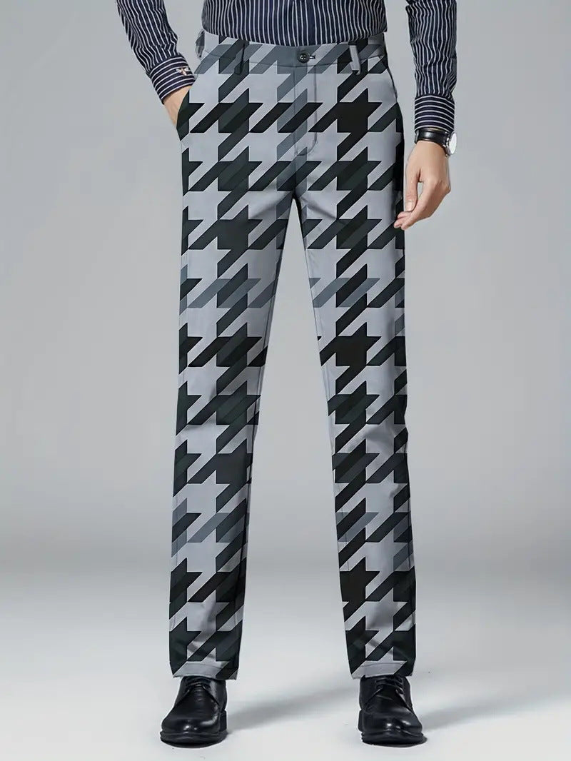 Mens Casual Slim-fit Straight-leg Dress Pants