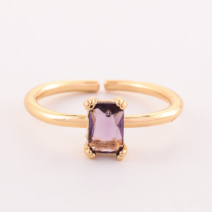 Retro Color Zircon 12th Birthday Stone Ring Simple Bracelet Ring