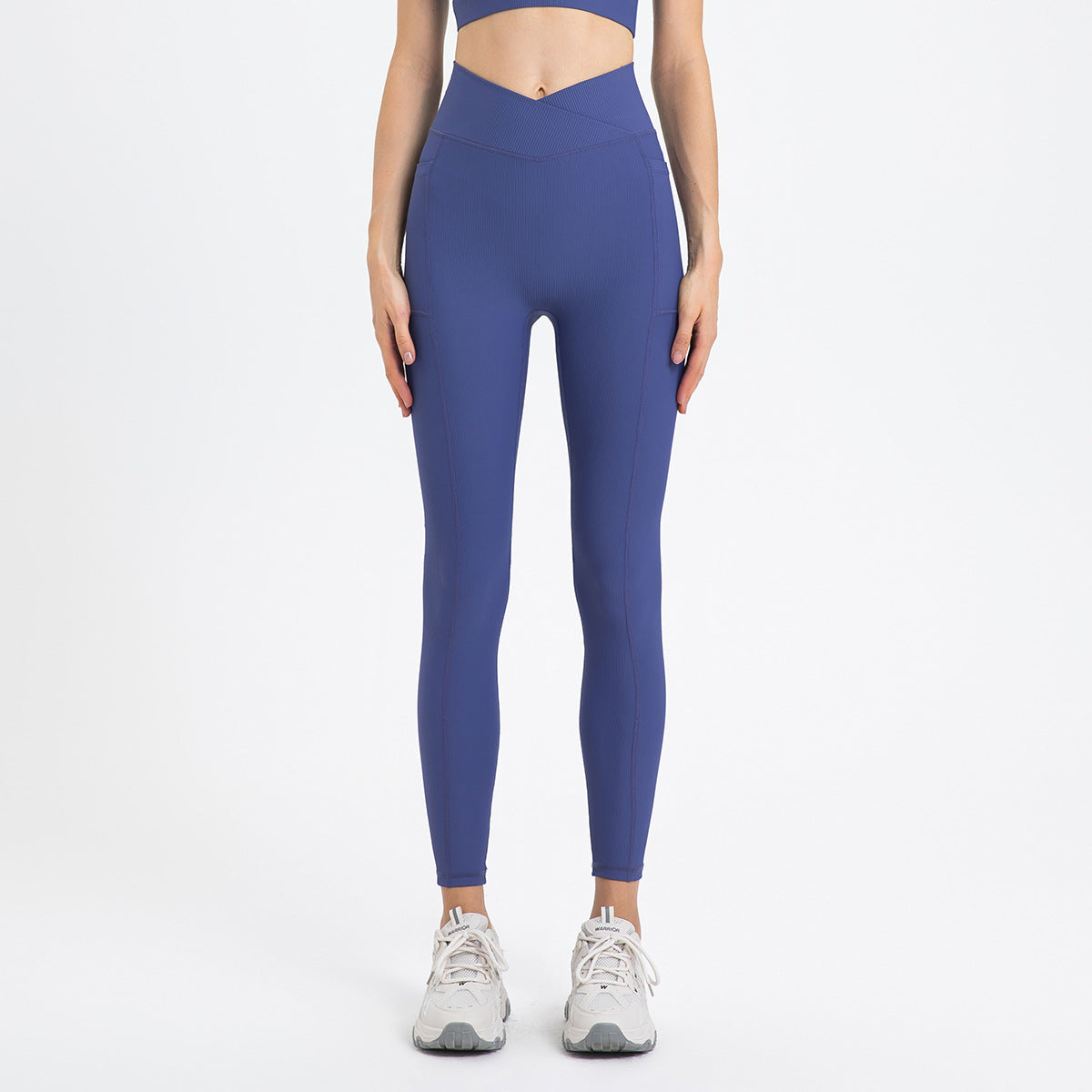 High Waist Hip Lift With Pocket Sports Yoga Pants Belly Contracting Running Quick-drying Tight Cross Waist Head Workout Bottoms
