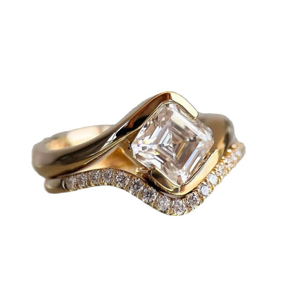 Golden Ring With Zircon Setting
