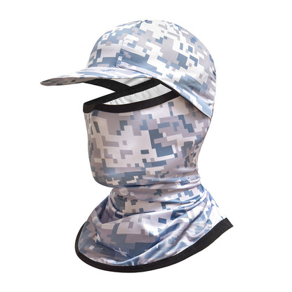 Camouflage Headgear Outdoor Cycling Mask Hiking Climbing Brim Hat Sun Protection Sunshade Ice Silk Mask Wholesale