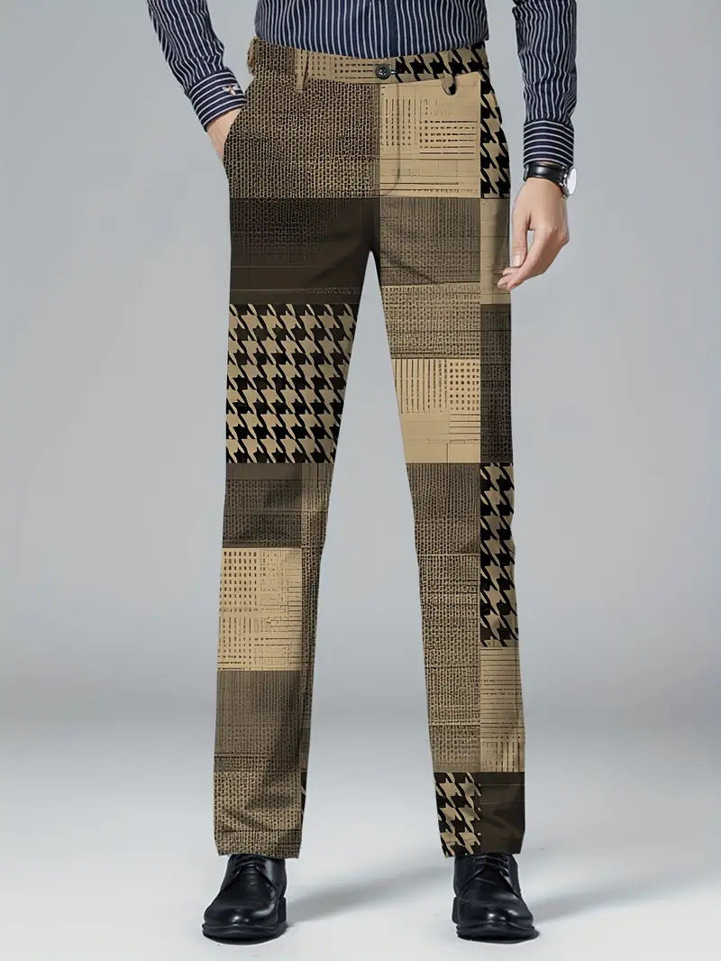 Mens Casual Slim-fit Straight-leg Dress Pants