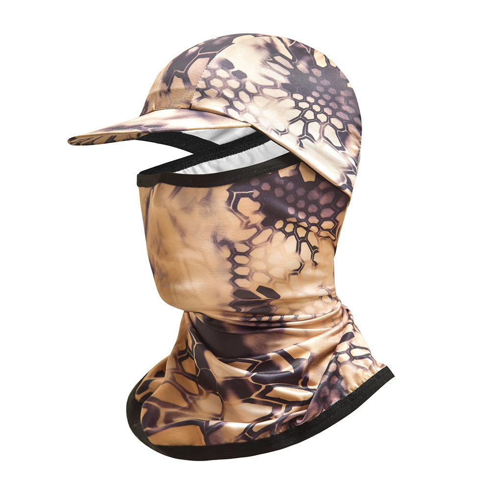 Camouflage Headgear Outdoor Cycling Mask Hiking Climbing Brim Hat Sun Protection Sunshade Ice Silk Mask Wholesale