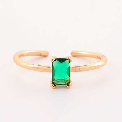 Retro Color Zircon 12th Birthday Stone Ring Simple Bracelet Ring