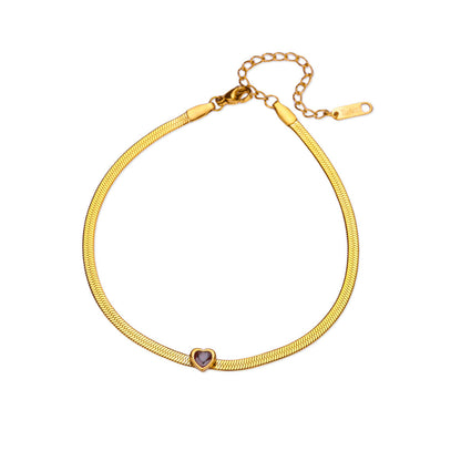 18K Gold-plated Stainless Steel Snake-chain Blade Chain Anklet