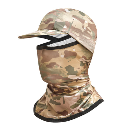 Camouflage Headgear Outdoor Cycling Mask Hiking Climbing Brim Hat Sun Protection Sunshade Ice Silk Mask Wholesale