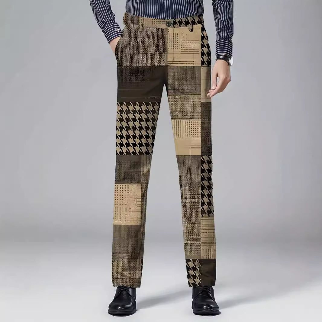 Mens Casual Slim-fit Straight-leg Dress Pants