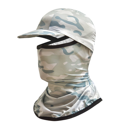 Camouflage Headgear Outdoor Cycling Mask Hiking Climbing Brim Hat Sun Protection Sunshade Ice Silk Mask Wholesale