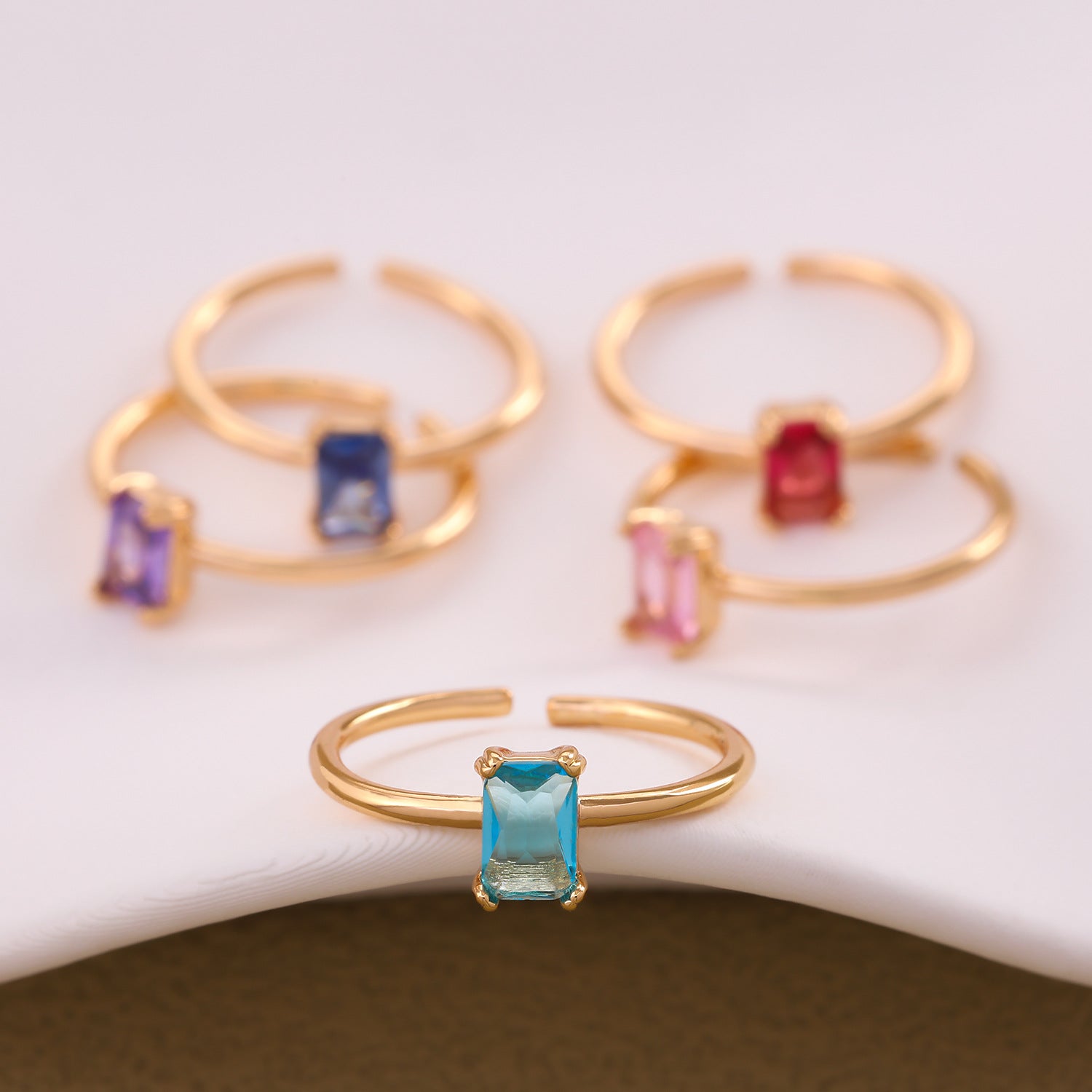 Retro Color Zircon 12th Birthday Stone Ring Simple Bracelet Ring