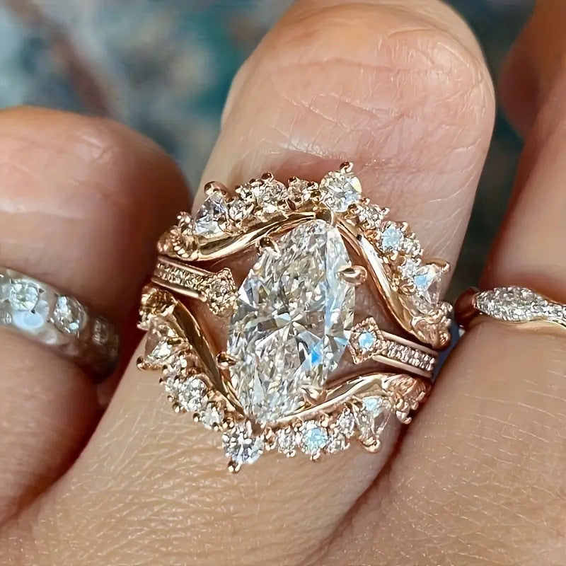 Luxury Three-Piece Ring Set For Women